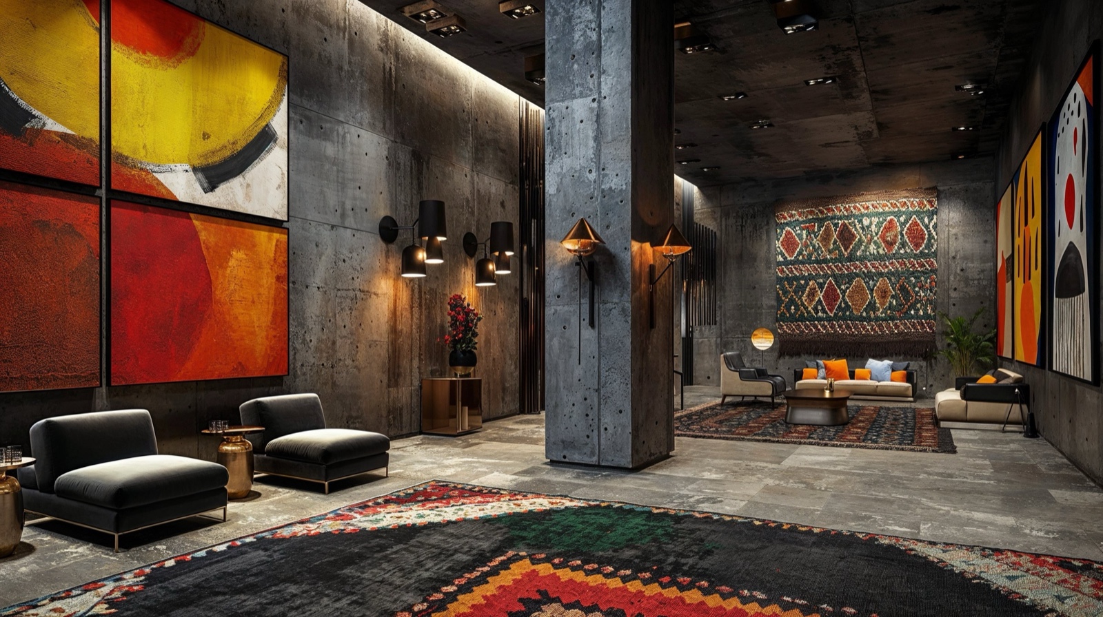 Acacia hotel lobby with the wordmark and icon