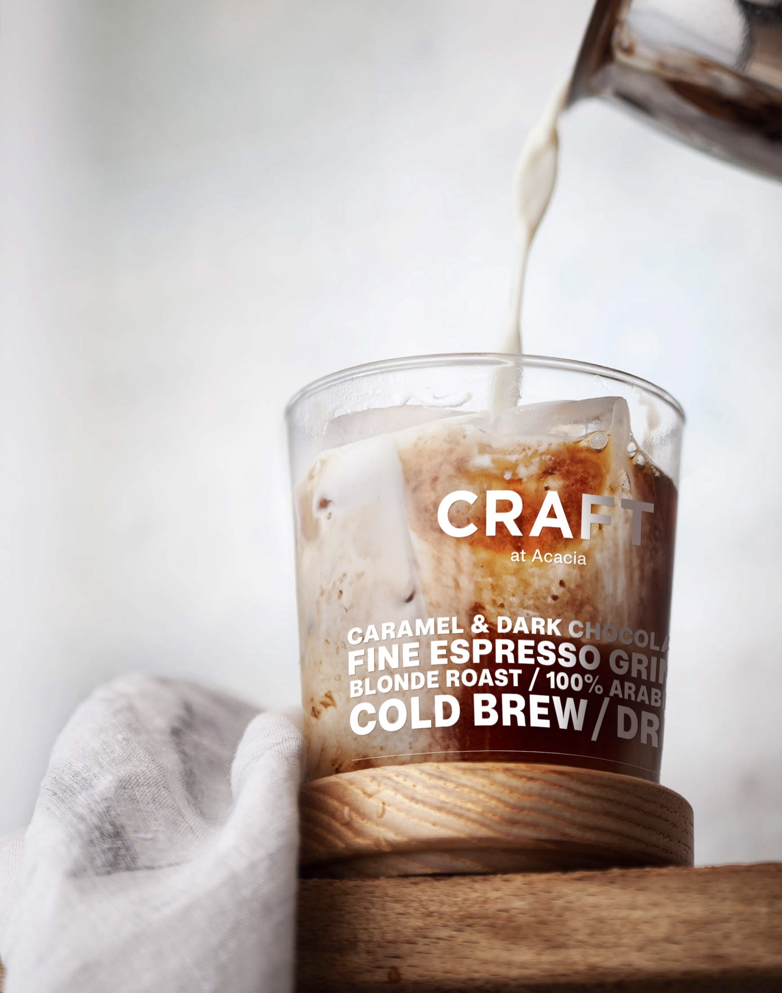 Milk poured into a Craft cold brew glass